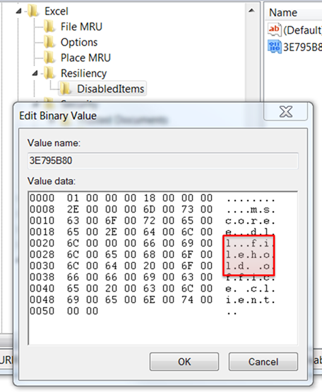 excel add-in edit binary value dialog