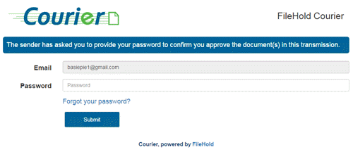 courier enter password upon approval