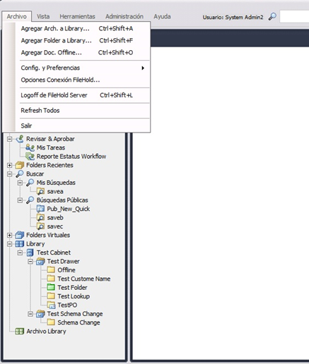 Spanish language pack for the FileHold Desktop Application