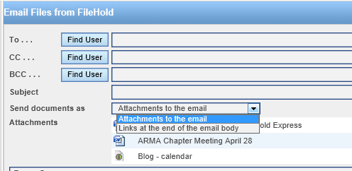 Email attachment - Web Client