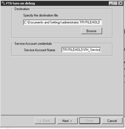 FTS debugging settings