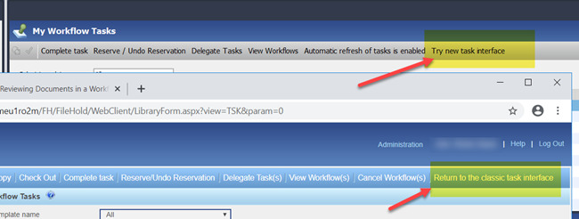 Switch from New/Classic Workflow Interface