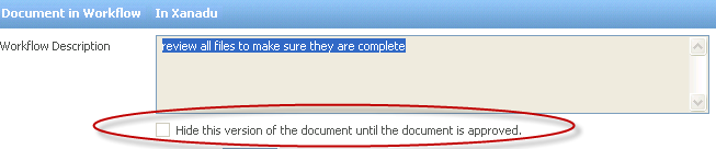Hide document at workflow initiation