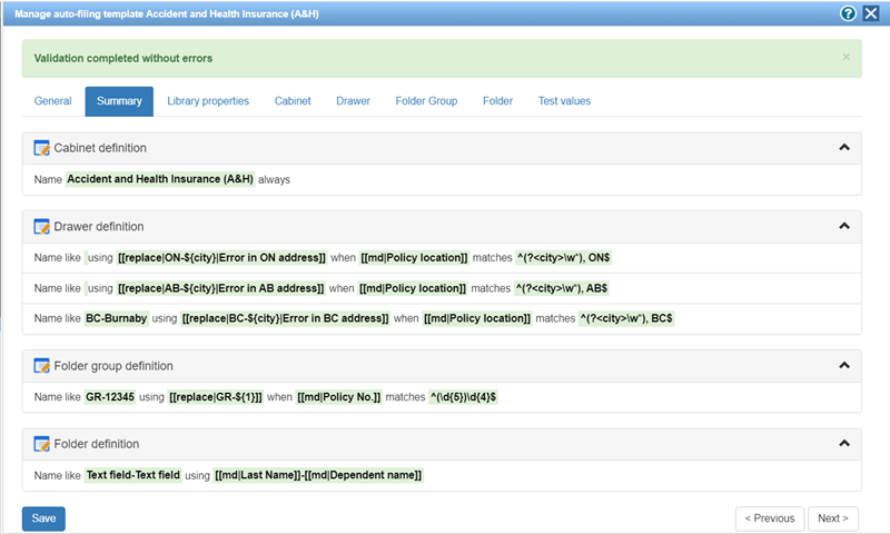 Merge tag and search auto-filing template example 4