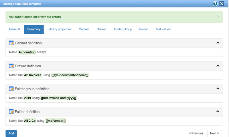 Merge tag auto-filing template example 2