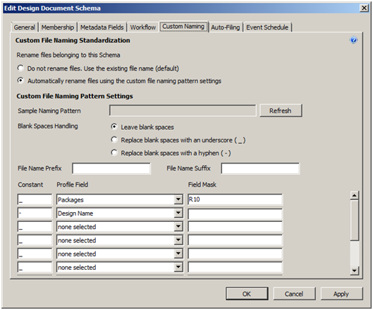 Custom naming with database dropdown list