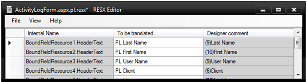 Localization language pack activity form
