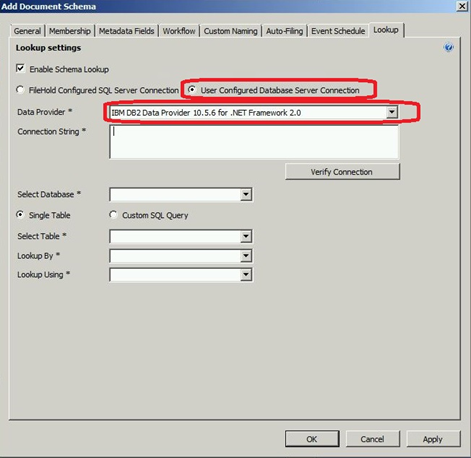 DB2 schema lookup settings