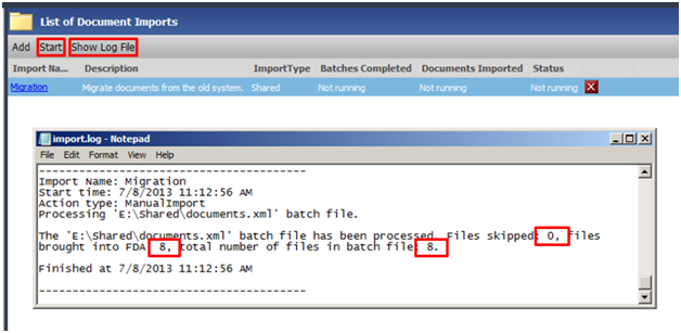 Manage imports log file - migration configuration