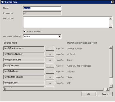 PDF form extraction rule
