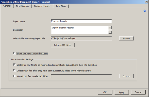 Expense report manage imports example