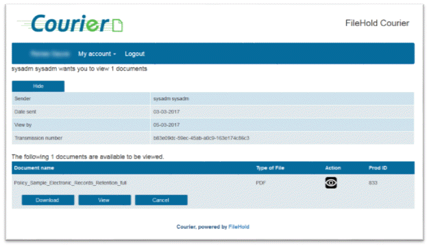Courier view transmission