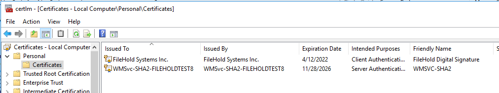 Windows certificate store