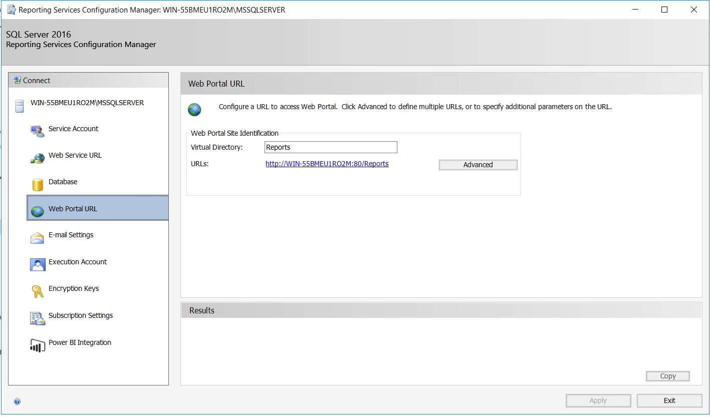 SQL Reporting Services Configuration Manager