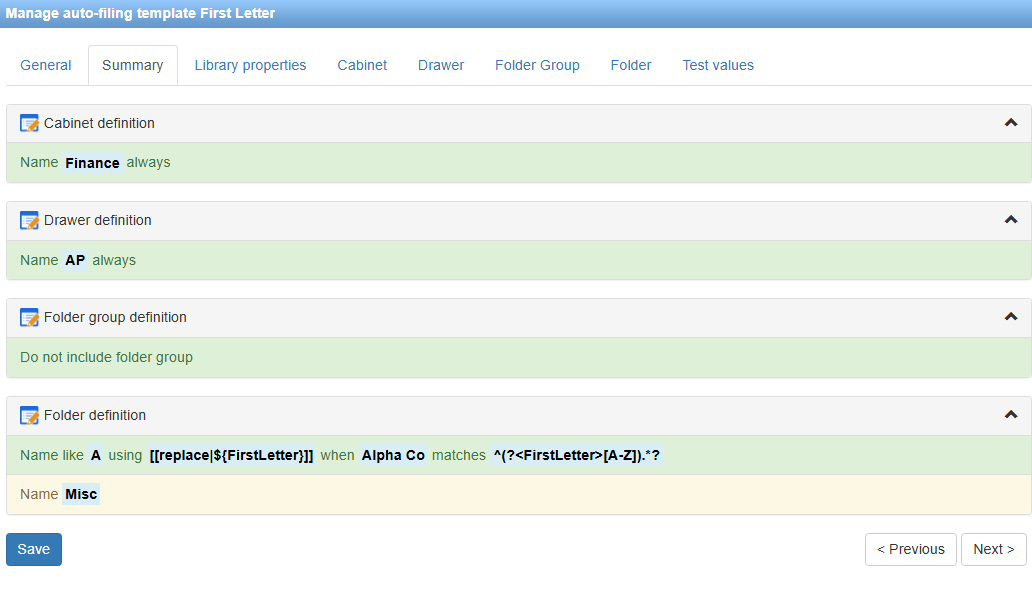 AF First Letter Summary
