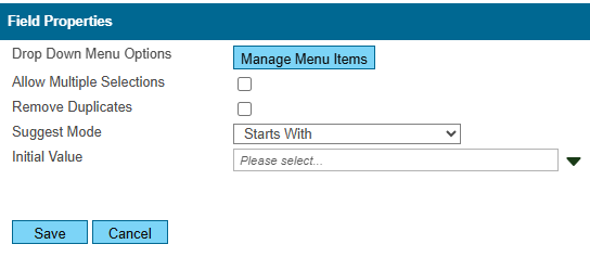filehold managed dropdown configuration properties