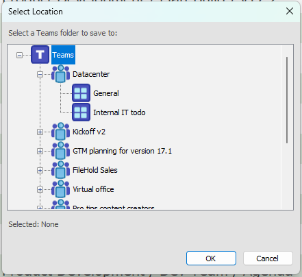 teams folder selection
