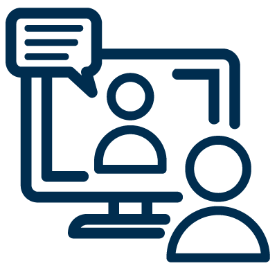 person looking at screen with person icon